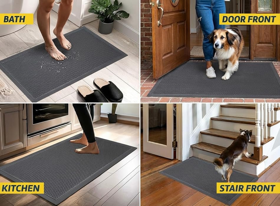 Muddy Mat® Meshy Mat™ Door Mat Heavy-Duty Quick-Dry Floor Mat, Sand & Dirt Trapper for Indoor & Outdoor, Ideal for Entrance, Mudrooms,Patios & Garages,Low-Profile,Non-Slip,Washable– Grey 23"x35"x0.4" - Image 6