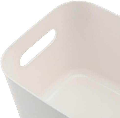 MOUYAT 6 Pack White Plastic Storage Bins with handles, 10 x 7 x 6 Inch Stackable Storage Baskets Boxes, Kitchen Organizer Bins for Shelves Drawers Pantry Closet Bathroom - Image 3