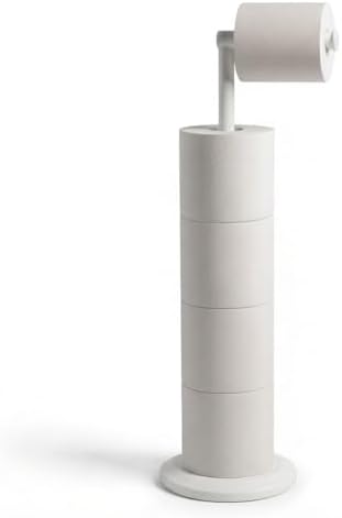 ZISH Toilet Roll Holder Free Standing - Stainless Steel Bathroom Toilet Paper Organizer and Dispenser – No Drill Toilet Roll Stand Freestanding - Up to 5 Toilet Roll Storage, White by ZISH