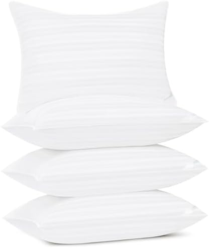 downluxe Queen Size Pillows Set of 4 – Premium Down Alternative Bed Pillows for Back, Side & Stomach Sleepers, White by Downluxe