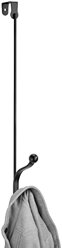 mDesign Metal Modern Over The Door Storage Organizer Rack - Hang Coats, Hoodies, Hats, Scarves, Purses, Leashes, Towels, Robes, Clothing - 17" Tall, 2 Hooks - 2 Pack - Black - Image 5