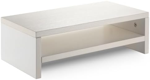 2 Tiers Monitor Stand 16.7” Computer Monitor Riser White, Wooden Monitor Riser for PC Screen/Printer Desktop Organization by Hazcove