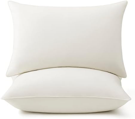 puredown® Goose Feather Down Pillows, 100% Organic Cotton Cover, Luxury Hotel Collection Bed Pillows for Sleeping Set of 2, Standard Size by Puredown