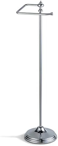 SunnyPoint Bathroom Free Standing Toilet Tissue Paper Roll Holder Stand with Reserve Function, Chrome Finish - Image 4