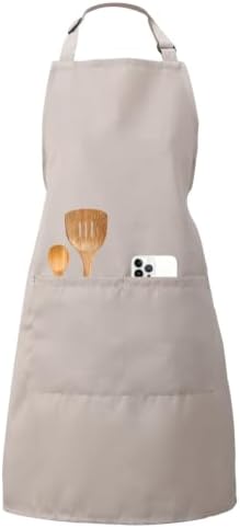 Kitchen Bib Chef Apron for Women Men with Pockets by PUBMND