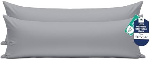 ROYALE LINENS Microfiber Body Pillow Cover with Zipper, 20x54 Inches-Silver by ROYALELINENS