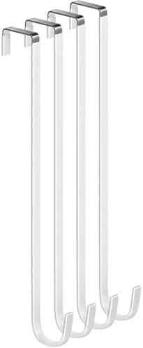 Single Extra Long Over Door Steel Hooks 4 Pack Fit 1-3/8" Door 14.2" White by Mars-Rock