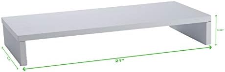 Mind Reader Woodland Collection, Monitor Stand, 33 lb. Capacity, Desktop Organizer, White - Image 3