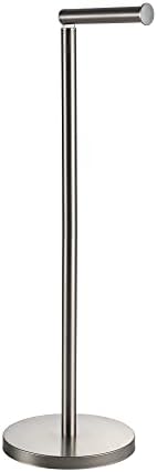 BGL Toilet Paper Holder Standing On Floor, Brushed Nickel, Tissue Holder On Floor with Reserve Storage Paper Rolls, Free-Standing Roll Paper Holder by BGL