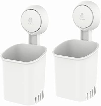 LEVERLOC Powerful Suction Cup Toothbrush Holders for Bathroom 2Pack, White by LEVERLOC