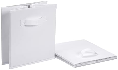 Amazon Basics Collapsible Fabric Storage Bins with Handles, Cube Organizer, 13"x13"x13", White, 6-Pack - Image 4