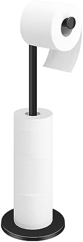 TACGEA Toilet Paper Holder Stand, Bathroom Toilet Paper Roll Holder Stainless Steel Free Standing, Storage for 4 Rolls of Paper, Matte Black by TACGEA