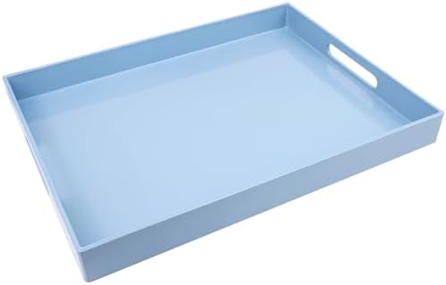 Spsyrine Blue Plastic Serving Tray with Handles for Coffee Table by Spsyrine
