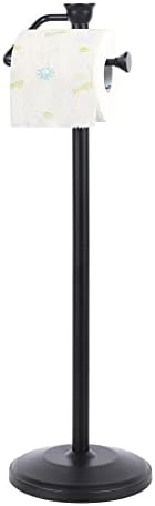 ZCCZ - Free Standing Toilet Paper Holder Stand with Reserve, Bathroom Tissue Dispenser Storage for 5 Mega Rolls, Black Toilet Paper Roll Organizer for Modern Bathrooms by zccz