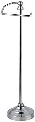 SunnyPoint Deluxe Free Standing Heavy Weighted Toilet Tissue Paper Roll Holder Stand (Brushed Nickel) - Image 3