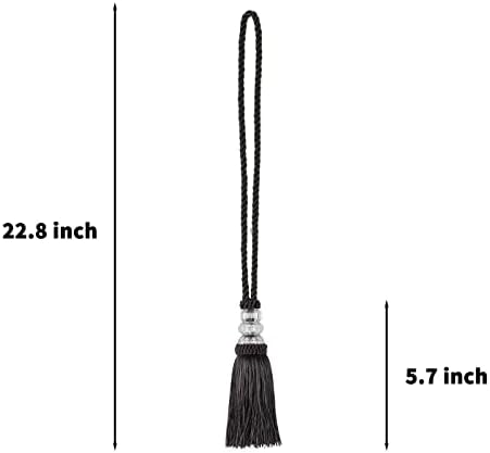 4 Pack Curtain Tiebacks with Tassel, Charcoal - Image 2