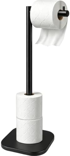 Toilet Paper Holder Stand, Freestanding, Stainless Steel, Matte Black by Unknown