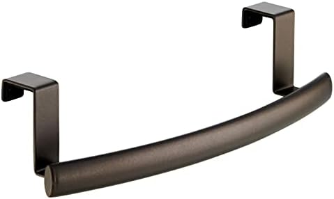 mDesign Steel Over Door Curved Towel Bar Storage, Hanger for Cabinet or Cupboard, Holder Rack for Kitchen, Bathroom - Holds Hand/Dish Towels, Washcloths - Spira Collection - 2 Pack - Bronze - Image 5