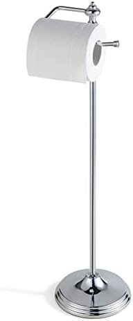 SunnyPoint Bathroom Free Standing Toilet Tissue Paper Roll Holder Stand with Reserve Function, Chrome Finish - Image 3
