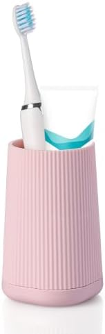 YAUKPH Small Single Toothbrush Holder with Silicone Bottom Pink - Image 7