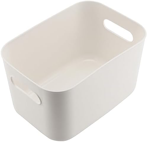 MOUYAT 6 Pack White Plastic Storage Bins with handles, 10 x 7 x 6 Inch Stackable Storage Baskets Boxes, Kitchen Organizer Bins for Shelves Drawers Pantry Closet Bathroom - Image 4