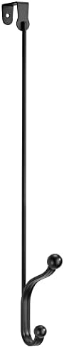 mDesign Metal Modern Over The Door Storage Organizer Rack - Hang Coats, Hoodies, Hats, Scarves, Purses, Leashes, Towels, Robes, Clothing - 17" Tall, 2 Hooks - 2 Pack - Black - Image 7