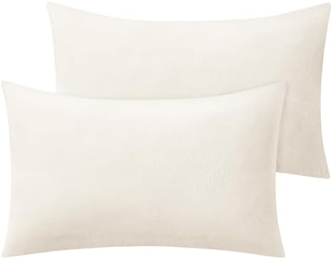 BEDELITE Flannel King Size Pillow Cases Set of 2, Off White, 20x36 Inches by BEDELITE