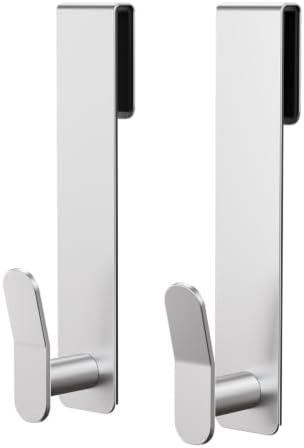 Aikzik Shower Door Hooks, Extended Towel Hooks for Frameless Glass Shower Doors, Modern Stainless Steel Over Door Hangers for Towels and Bathrobes, Heavy Duty Rustproof Bathroom Hooks, Silver 2-Pack - Image 7