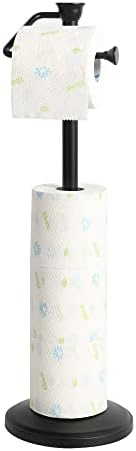 ZCCZ - Free Standing Toilet Paper Holder Stand with Reserve, Bathroom Tissue Dispenser Storage for 5 Mega Rolls, Black Toilet Paper Roll Organizer for Modern Bathrooms - Image 3