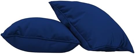 FDP 18" x 18" Velvet and Vinyl Square Pillow Set with Piping Decorative Throw Pillow for Home Dcor in Living Room, Bedroom or Lounge (2-Pack) - Eclipse, 15162-348 by FactoryDirectPartners