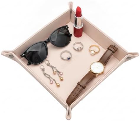Faux Leather Vanity Tray,Jewelry Holder,Light Pink by JekoLifeHomeAesthetics