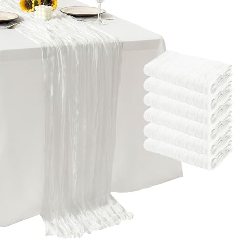 6Pack White Cheesecloth Table Runner 20 x 120 inch Gauze Table Runner by Seveups