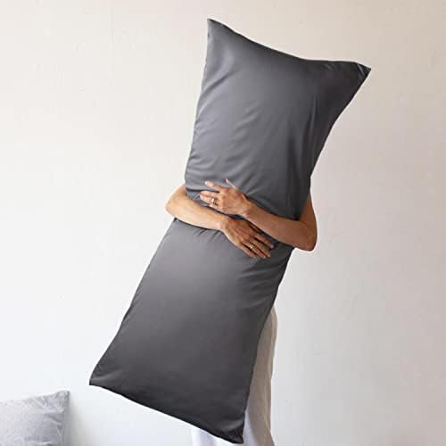 WishSmile Body Cooling Pillowcase Long Pillow Case Breathable Cool Silky Soft Rayon Derived from Bamboo Fabric, Hair and Skin Friendly, Dark Grey, 1 Pack, 20x54IN - Image 2