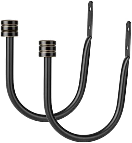 TONIAL Curtain Holdbacks, Calssic Cap Finials, Black(1 Pair/2 Pack), Large by TONIAL