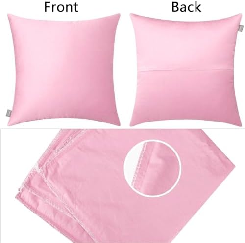 Thmyo 4-Pack 100% Cotton Solid Decorative Throw Pillow Covers 22x22 Pink - Image 6