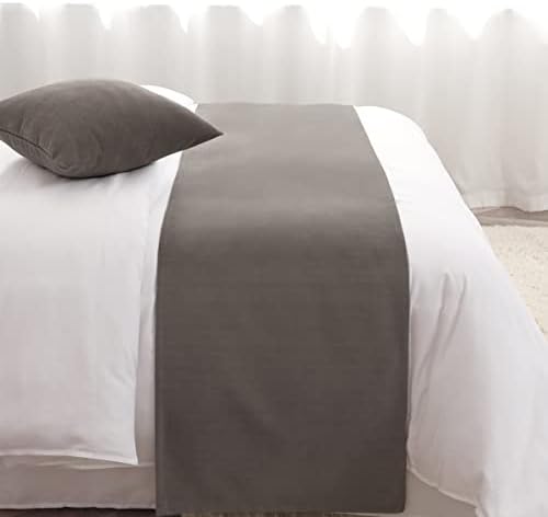 AMBERIS Bed Runner Single Layer Chenille Grey, Modern Style Bed Scarves for Home Hotel Decorations (Pillowcases Sold Separately) - Image 2