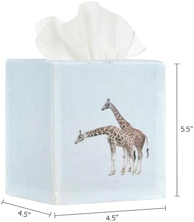 Square Tissue Box Cover Cute Set of 2, Giraffe - Image 3