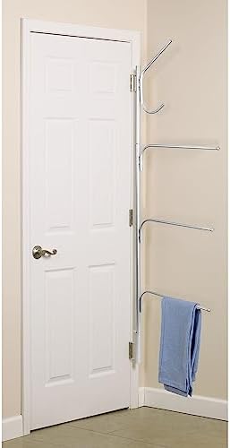 Household Essentials Hinge-It Clutterbuster Steel Valet Family Towel Bar, Silver - Image 3