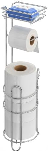 Simple Trending Toilet Paper Holder Stand with Shelf for 4 Rolls by SimpleTrending