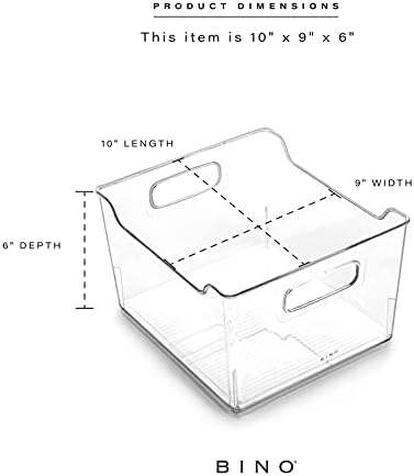 BINO | Plastic Storage Bins - 4 Pack | THE LODGE COLLECTION | Clear Storage | Containers for Organizing with Handles | Pantry Kitchen Organization | Fridge Organizer | Bathroom | Shelves Cabinet - Image 3