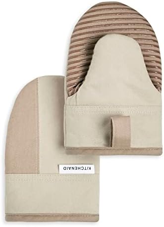 KitchenAid Beacon Two-Tone Non-Slip Mini Oven Mitt Set, Milkshake Tan/Beige, 5.5"x8", 2 Piece by Unknown