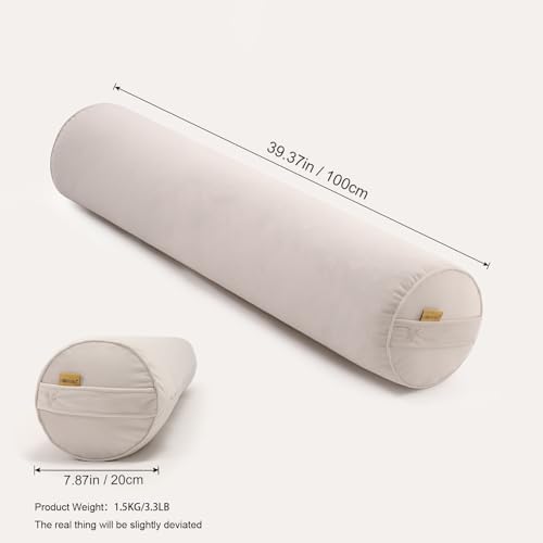 Body Pillow for Adults,Long Round Pillow,Big Cylindrical Pillow,Large Full Bolster Pillows for Side Sleepers (Misty White, 39.37"*7.87") - Image 2