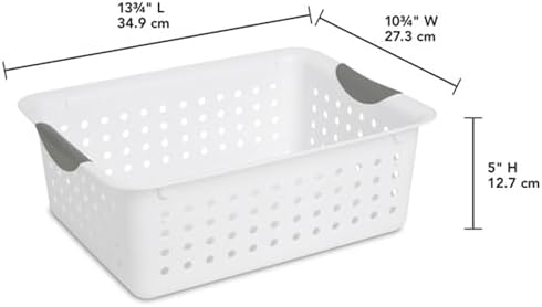 Sterilite Medium Ultra™ Basket, Open Plastic Storage Bin, White, 6 Pack - Image 2