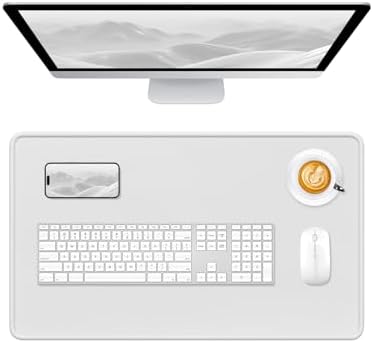 Hsurbtra Desk Pad, 23.6" x 13.8" Premium-Textured Desk Mat, Stitched Edge Anti-Slip Waterproof Rubber Mouse Pad, M Extended Computer Mat for Office Gaming Laptop Keyboard Space Gray by Hsurbtra