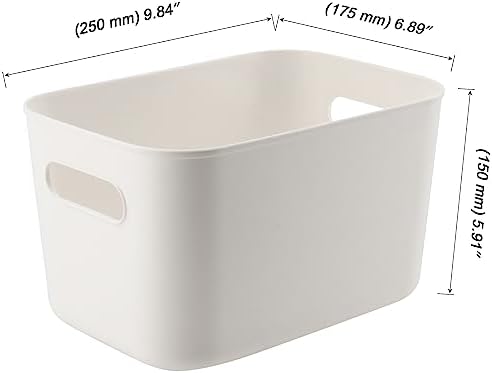MOUYAT 6 Pack White Plastic Storage Bins with handles, 10 x 7 x 6 Inch Stackable Storage Baskets Boxes, Kitchen Organizer Bins for Shelves Drawers Pantry Closet Bathroom - Image 2