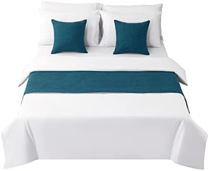 AMBERIS Bed Runner Blue, Imitation Linen Decorative Bed Scarf for Home Hotel (Pillowcases Sold Separately) - Image 6