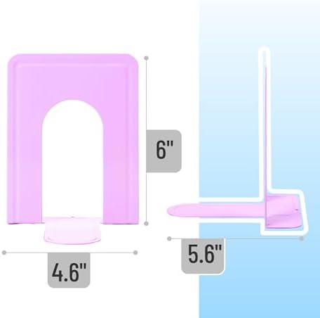 Mr. Pen- Book Ends, 4 Pack, Purple, Heavy Duty Metal Bookends for Shelves - Image 3