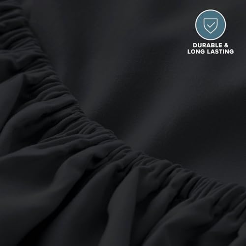 Bare Home Full XL Fitted Sheet - 1800 Ultra-Soft (Full XL, Black) - Image 5