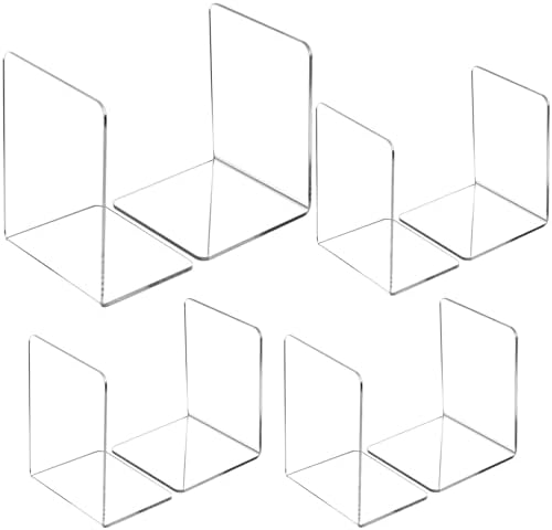 Yulejo 8 Pcs Clear Acrylic Book Ends for Shelves Heavy Duty L Shaped by Yulejo