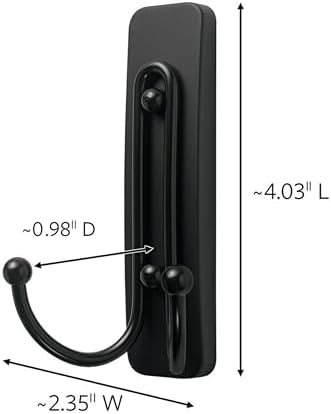 Command Large Matte Black Double Hooks, 2 Hooks and 2 Strips, Damage Free Hanging Wall Hooks with Adhesive Strips, No Tools Coat Hooks for Hanging Home Decor, Holds up to 4 lb (Pack of 3) - Image 2